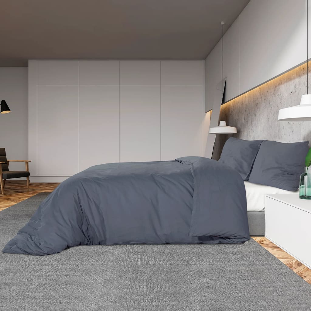 Dekbedovertrekset 200x200 cm katoen antracietkleurig is nu te koop bij PeponiXL, paradijselijk wonen!