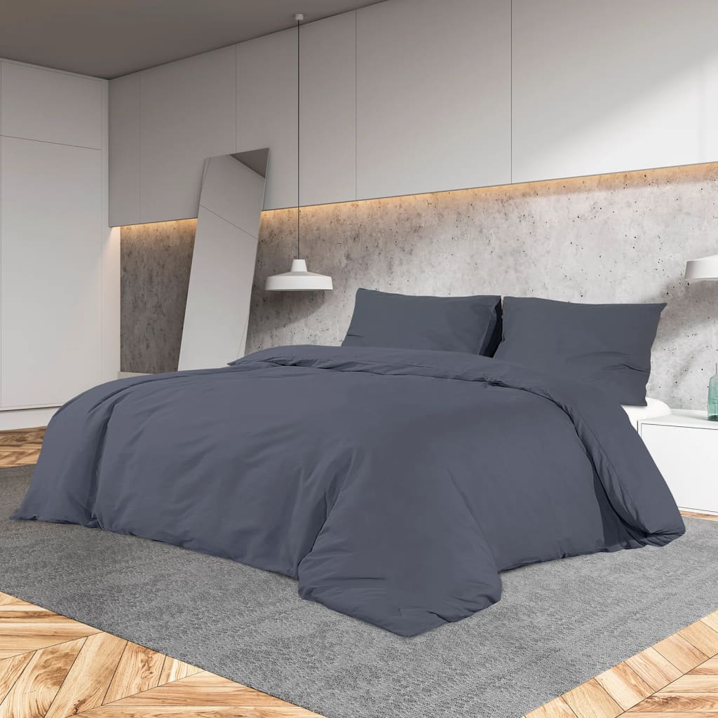 Dekbedovertrekset 200x200 cm katoen antracietkleurig is nu te koop bij PeponiXL, paradijselijk wonen!