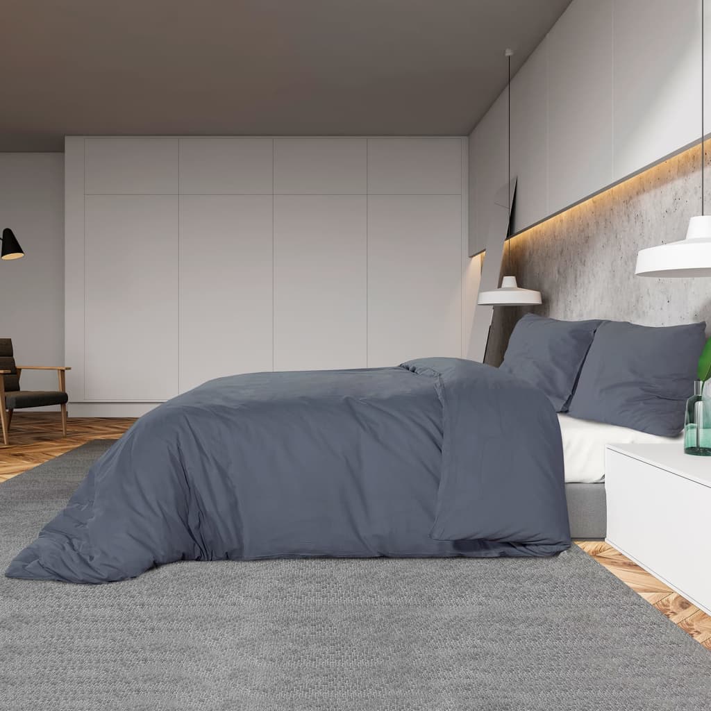 Dekbedovertrekset 220x240 cm katoen antracietkleurig is nu te koop bij PeponiXL, paradijselijk wonen!