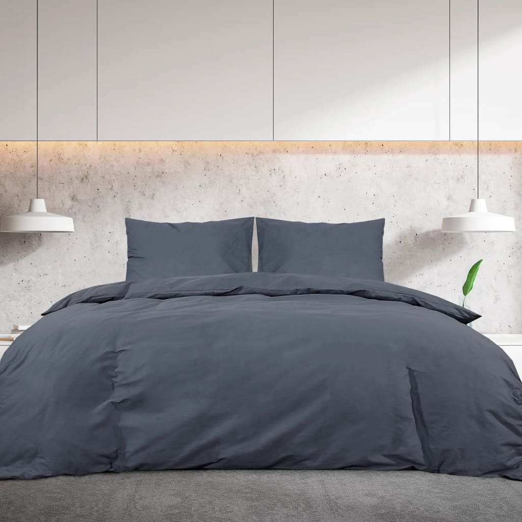 Dekbedovertrekset 260x240 cm katoen antracietkleurig is nu te koop bij PeponiXL, paradijselijk wonen!