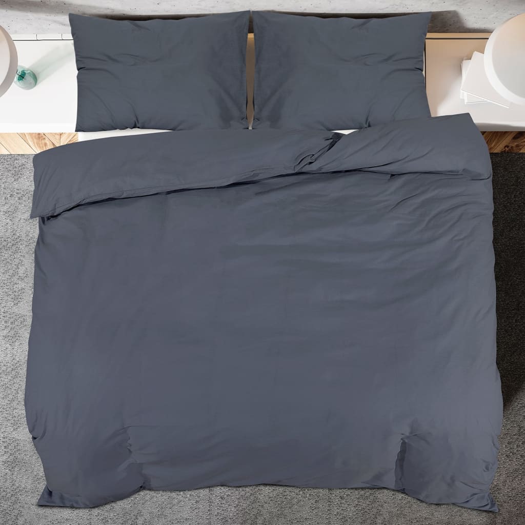 Dekbedovertrekset 260x240 cm katoen antracietkleurig is nu te koop bij PeponiXL, paradijselijk wonen!