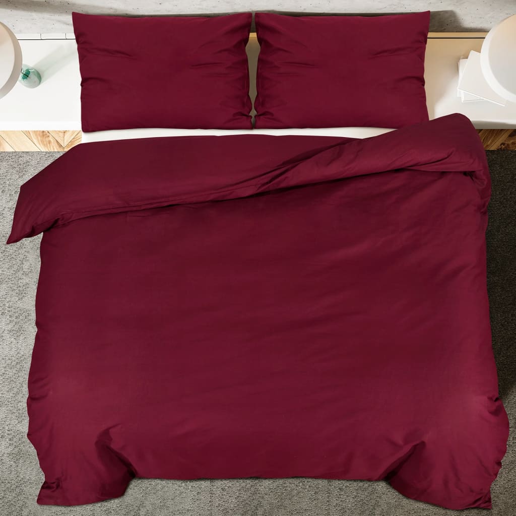 Dekbedovertrekset 240x220 cm katoen bordeauxrood is nu te koop bij PeponiXL, paradijselijk wonen!