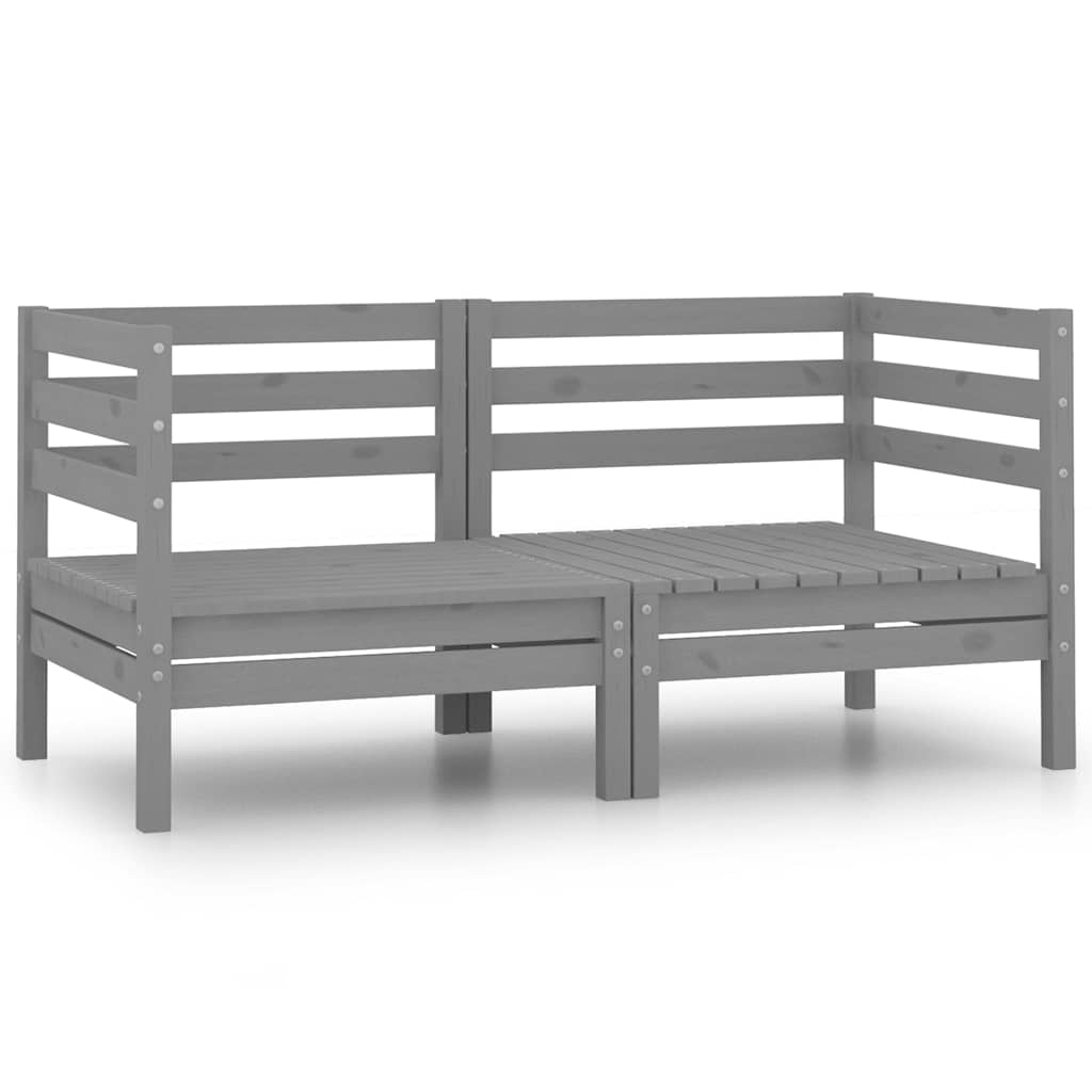 Tuinhoekbank 2 st massief grenenhout grijs is nu te koop bij PeponiXL, paradijselijk wonen!