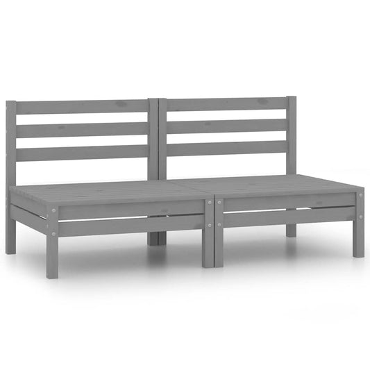 Tuinmiddenbanken 2 st massief grenenhout grijs is nu te koop bij PeponiXL, paradijselijk wonen!