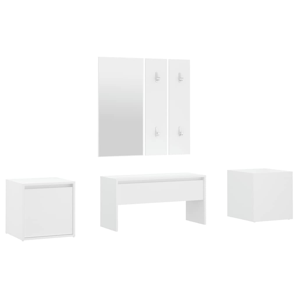 Garderobe set bewerkt hout wit is nu te koop bij PeponiXL, paradijselijk wonen!