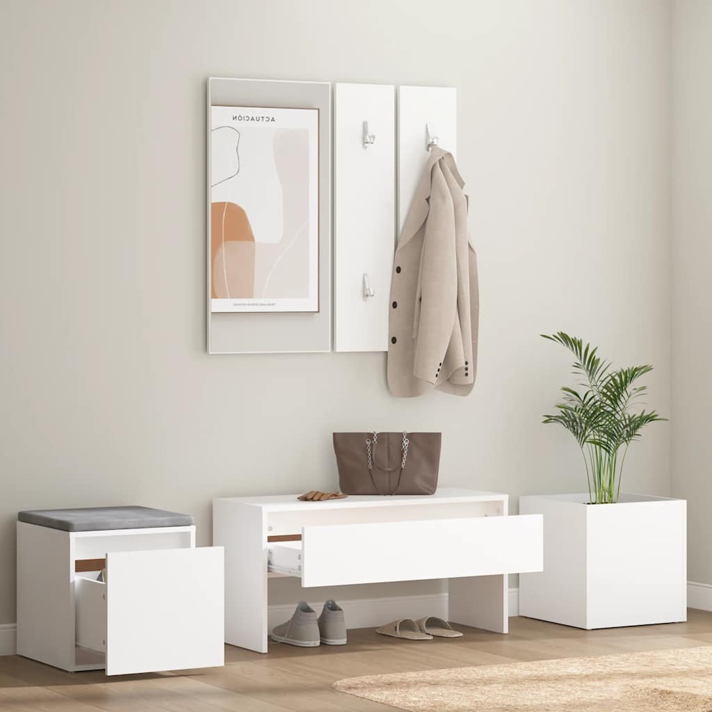 Garderobe set bewerkt hout wit is nu te koop bij PeponiXL, paradijselijk wonen!