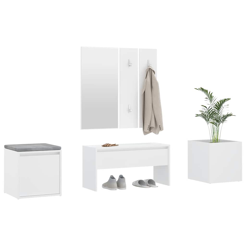 Garderobe set bewerkt hout wit is nu te koop bij PeponiXL, paradijselijk wonen!