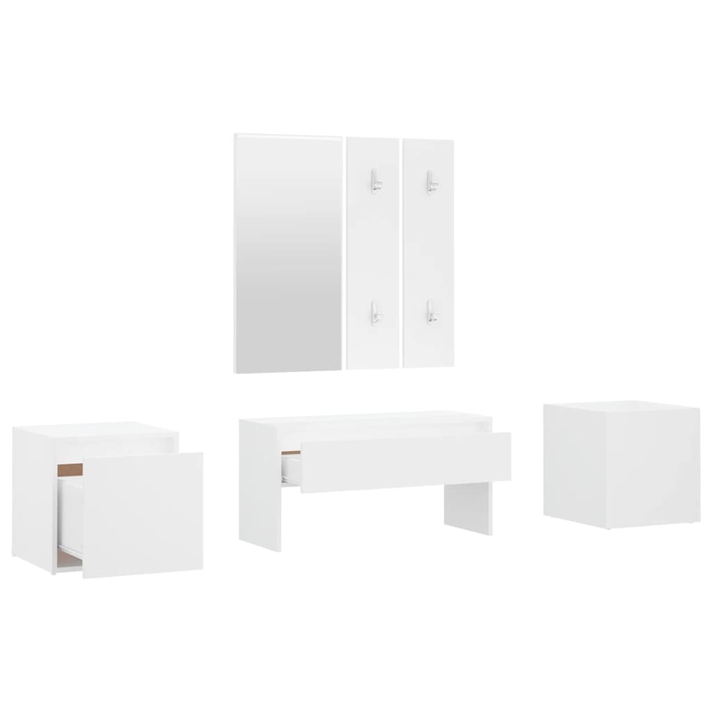 Garderobe set bewerkt hout wit is nu te koop bij PeponiXL, paradijselijk wonen!