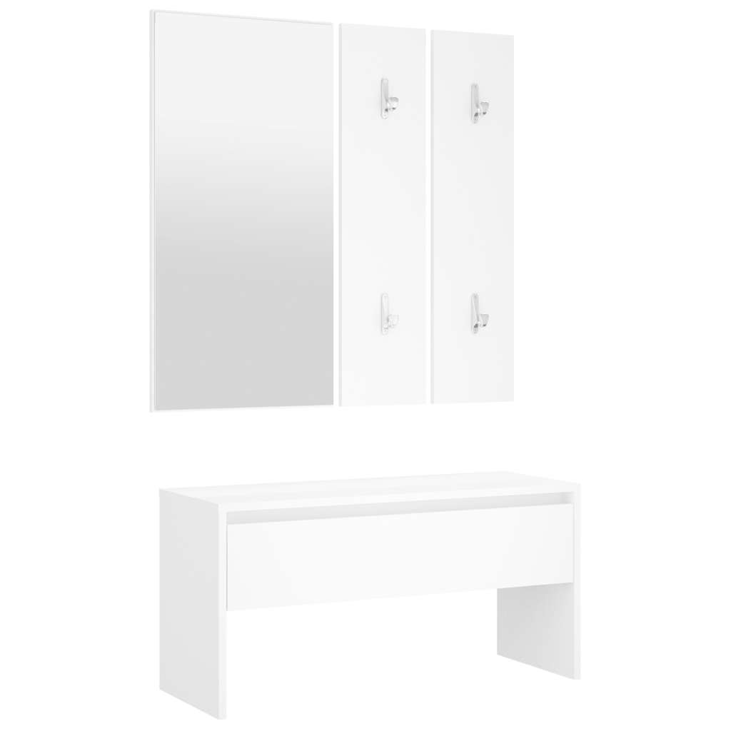 Garderobe set bewerkt hout wit is nu te koop bij PeponiXL, paradijselijk wonen!