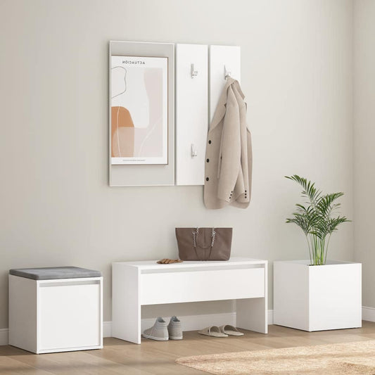 Garderobe set bewerkt hout wit is nu te koop bij PeponiXL, paradijselijk wonen!