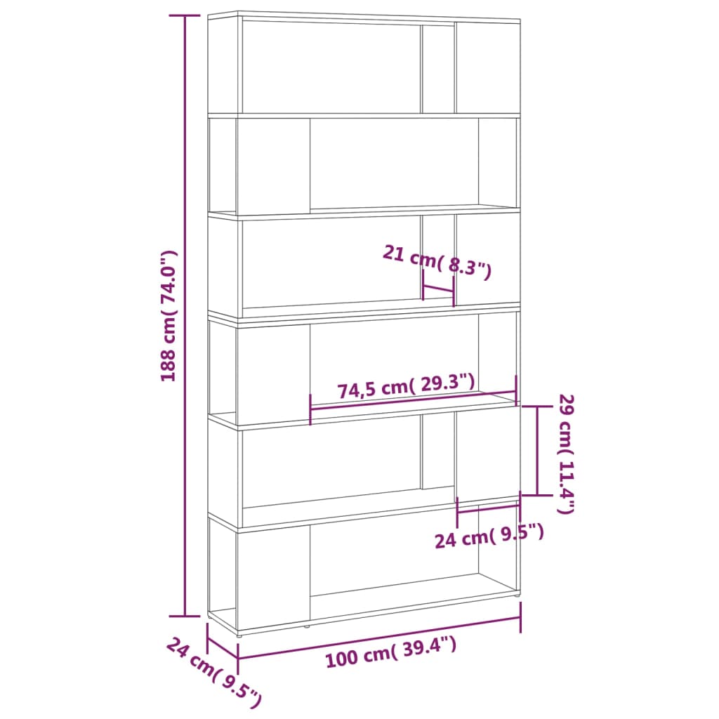 Boekenkast/kamerscherm 100x24x188 cm betongrijs is nu te koop bij PeponiXL, paradijselijk wonen!