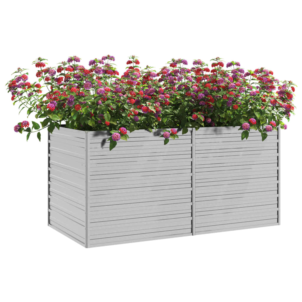 Plantenbak verhoogd 160x80x77 cm gegalvaniseerd staal zilver is nu te koop bij PeponiXL, paradijselijk wonen!