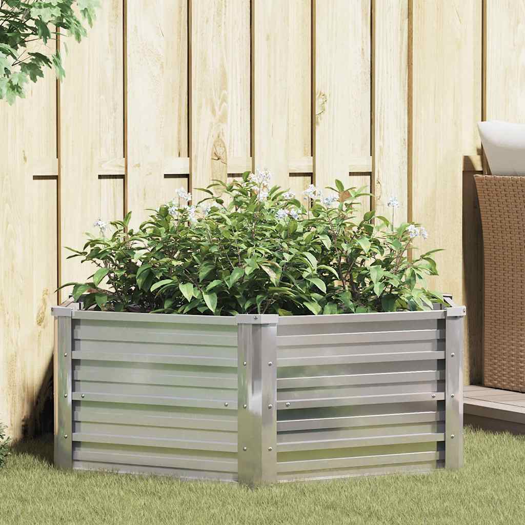 Plantenbak verhoogd 129x45 cm gegalvaniseerd staal zilverkleur is nu te koop bij PeponiXL, paradijselijk wonen!