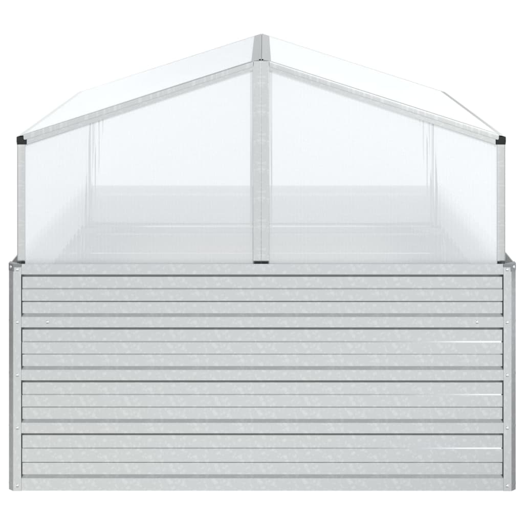 Plantenbak met kas verhoogd 100x100x85 cm zilverkleurig is nu te koop bij PeponiXL, paradijselijk wonen!