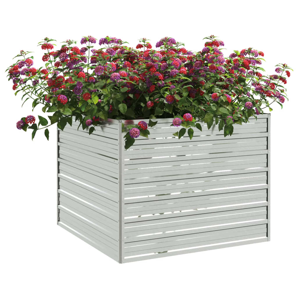 Plantenbak verhoogd 100x100x77 cm gegalvaniseerd staal zilver is nu te koop bij PeponiXL, paradijselijk wonen!