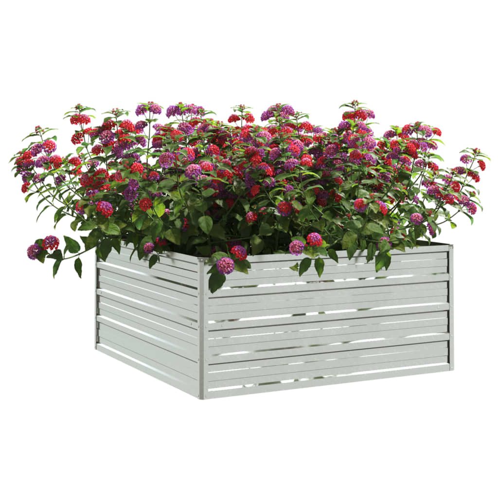 Plantenbak verhoogd 100x100x45 cm gegalvaniseerd staal zilver is nu te koop bij PeponiXL, paradijselijk wonen!