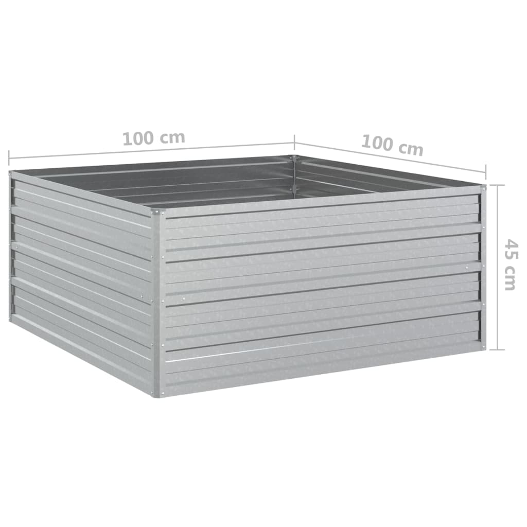 Plantenbak verhoogd 100x100x45 cm gegalvaniseerd staal zilver is nu te koop bij PeponiXL, paradijselijk wonen!