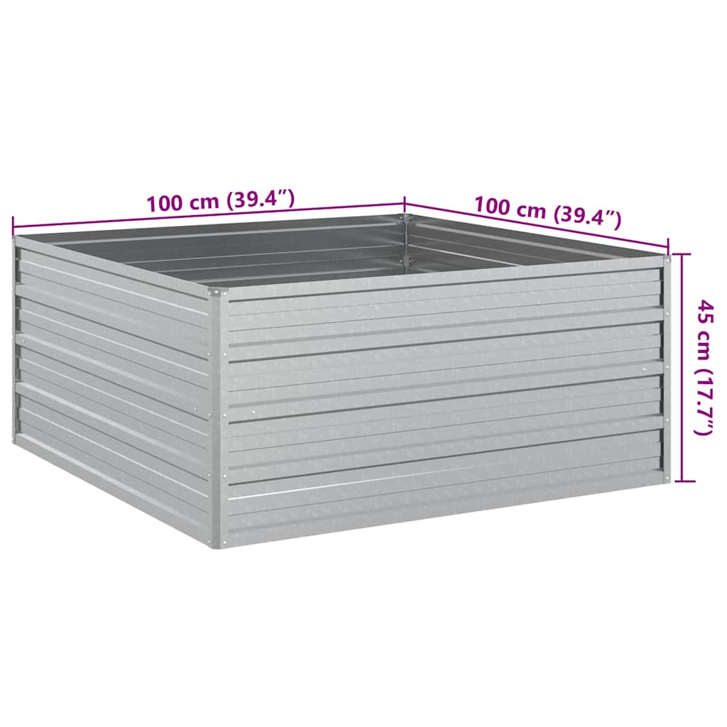 Plantenbak verhoogd 100x100x45 cm gegalvaniseerd staal zilver is nu te koop bij PeponiXL, paradijselijk wonen!