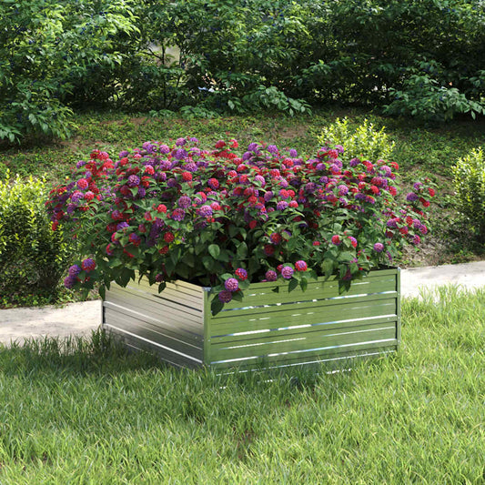 Plantenbak verhoogd 100x100x45 cm gegalvaniseerd staal zilver is nu te koop bij PeponiXL, paradijselijk wonen!