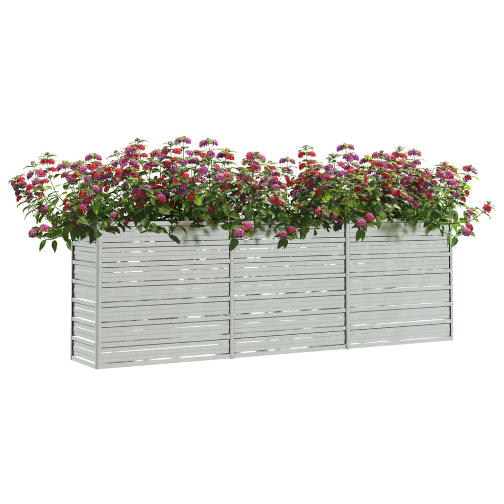 Plantenbak verhoogd 240x40x77 cm gegalvaniseerd staal zilver is nu te koop bij PeponiXL, paradijselijk wonen!
