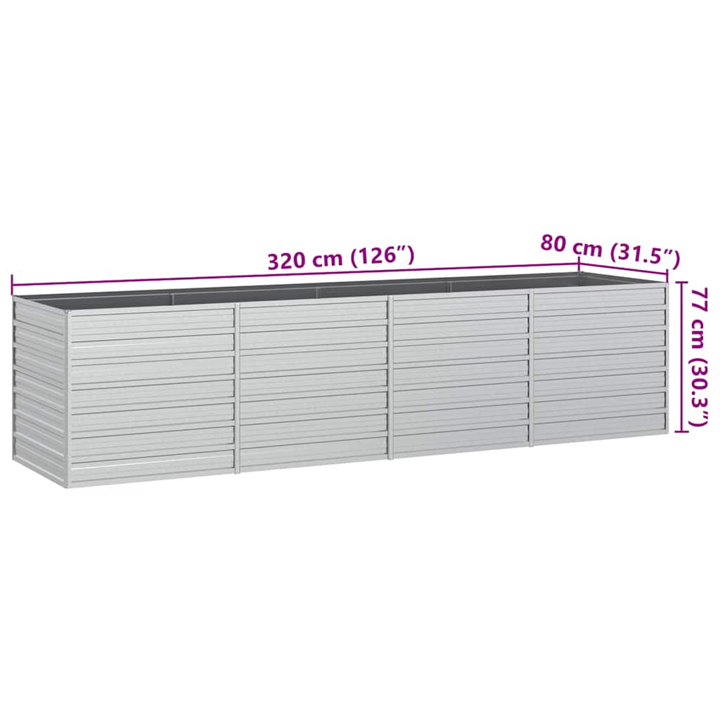 Plantenbak verhoogd 320x80x77 cm gegalvaniseerd staal zilver is nu te koop bij PeponiXL, paradijselijk wonen!