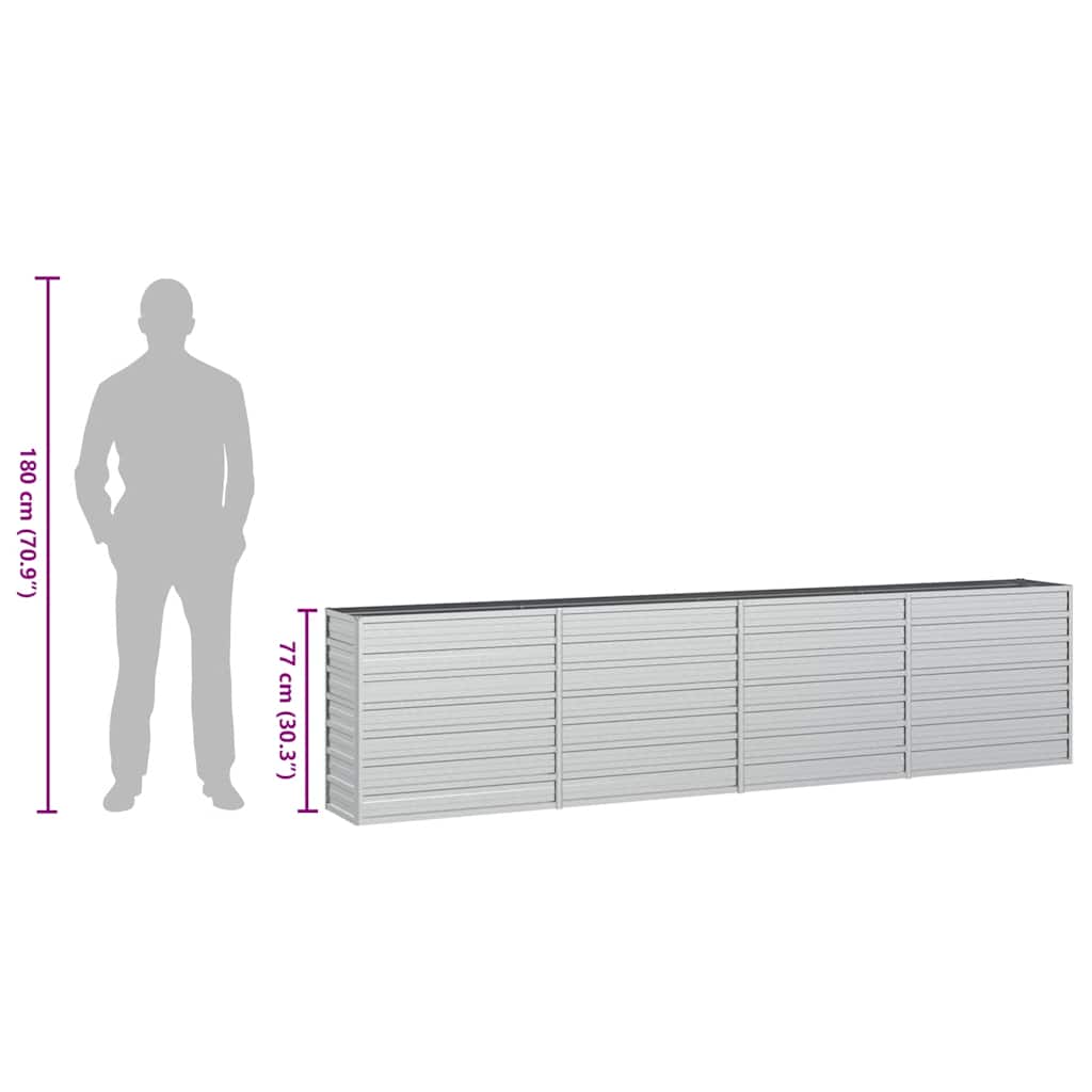 Plantenbak verhoogd 320x40x77 cm gegalvaniseerd staal zilver is nu te koop bij PeponiXL, paradijselijk wonen!