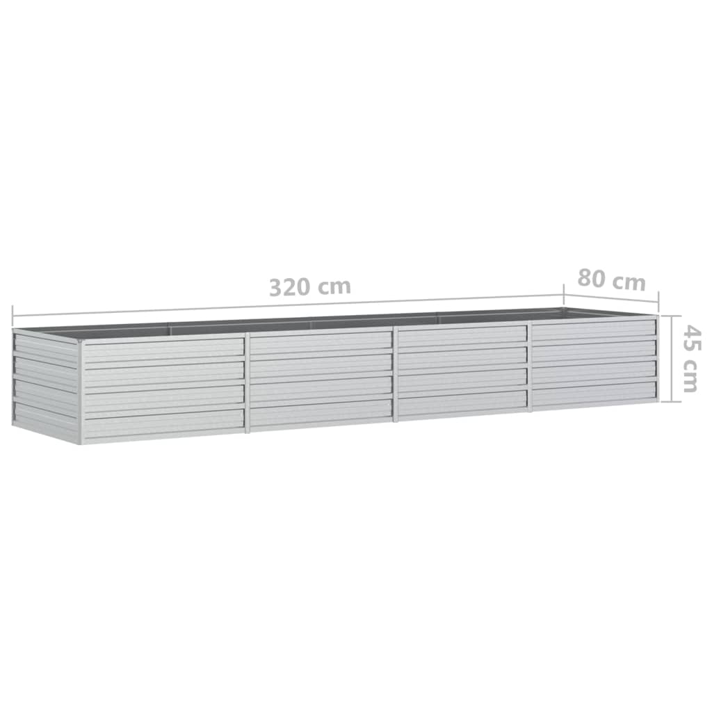 Plantenbak verhoogd 320x80x45 cm gegalvaniseerd staal zilver is nu te koop bij PeponiXL, paradijselijk wonen!