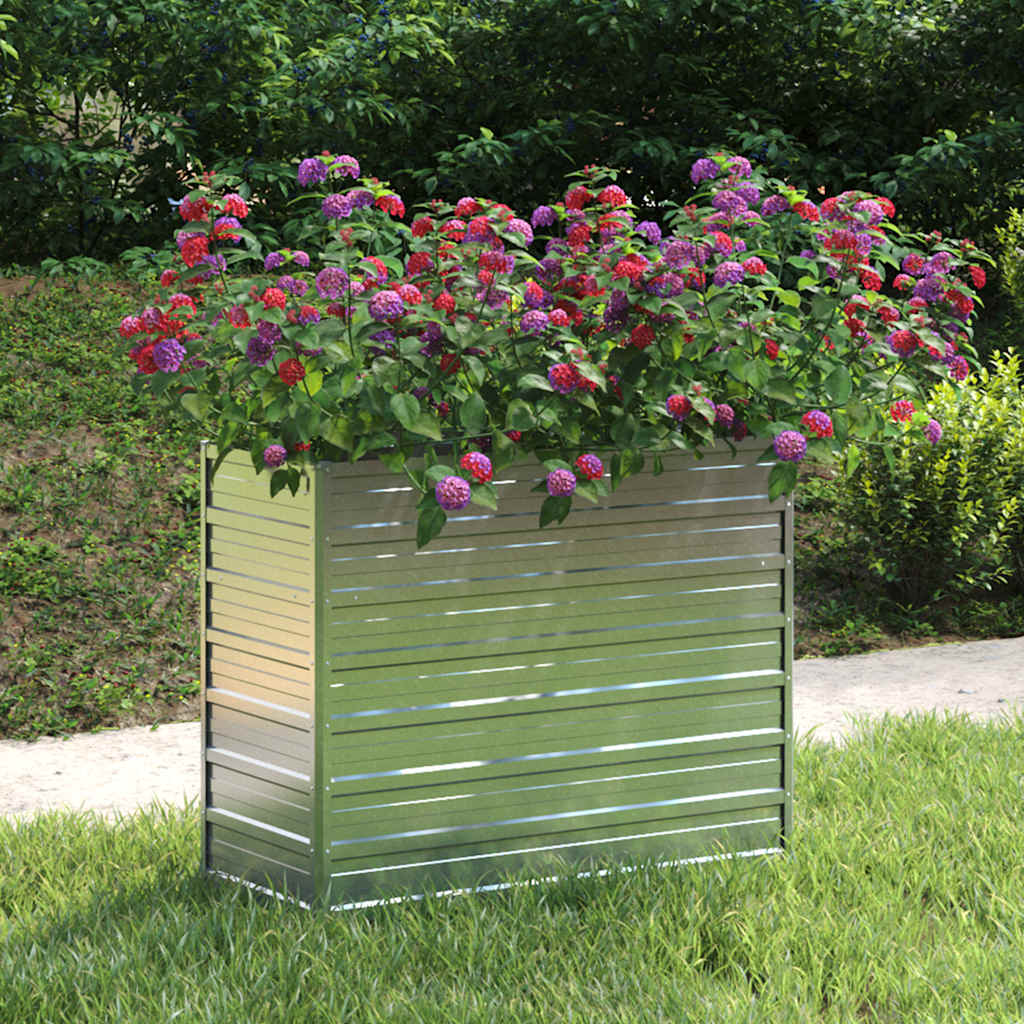 Plantenbak verhoogd 100x40x77 cm gegalvaniseerd staal zilver is nu te koop bij PeponiXL, paradijselijk wonen!