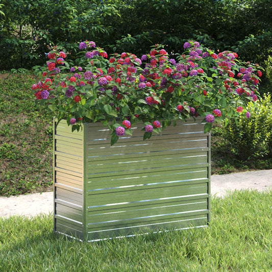 Plantenbak verhoogd 100x40x77 cm gegalvaniseerd staal zilver is nu te koop bij PeponiXL, paradijselijk wonen!
