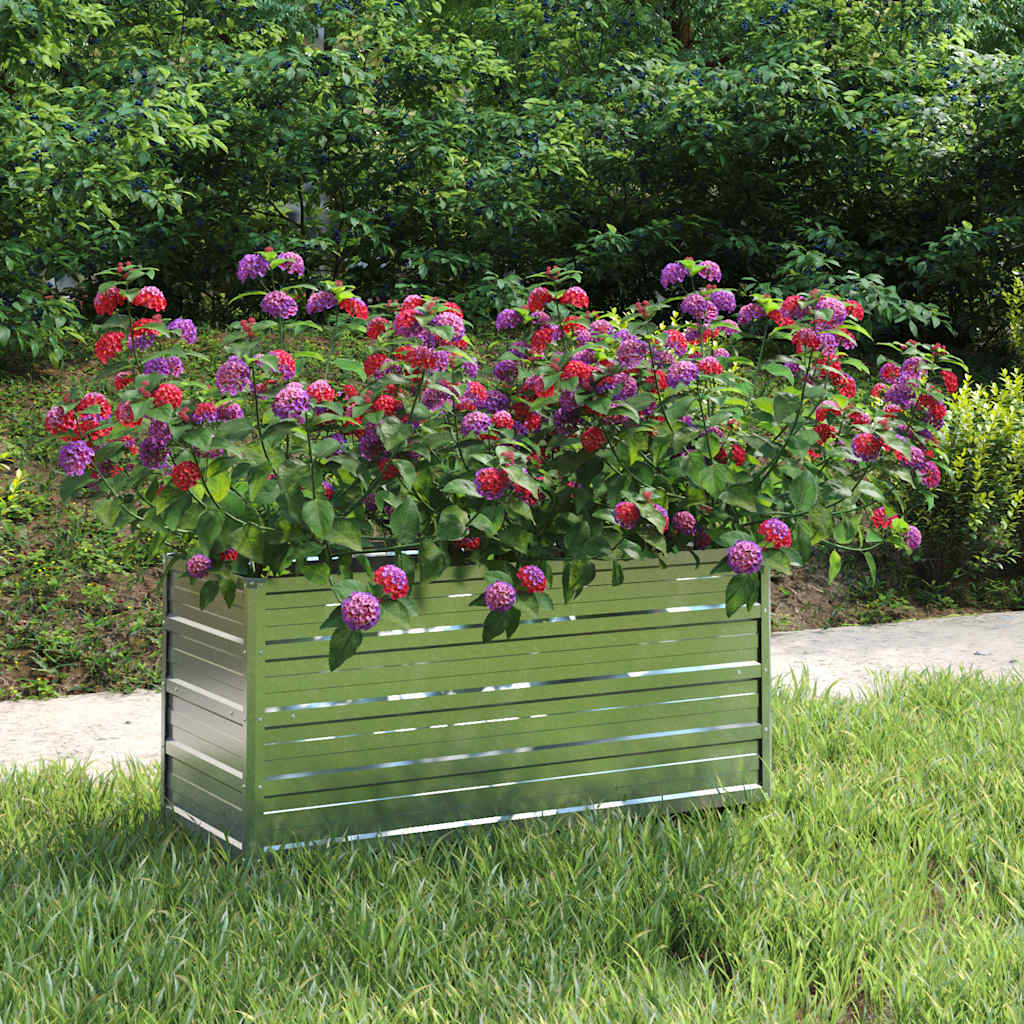 Plantenbak verhoogd 100x40x45 cm gegalvaniseerd staal zilver is nu te koop bij PeponiXL, paradijselijk wonen!