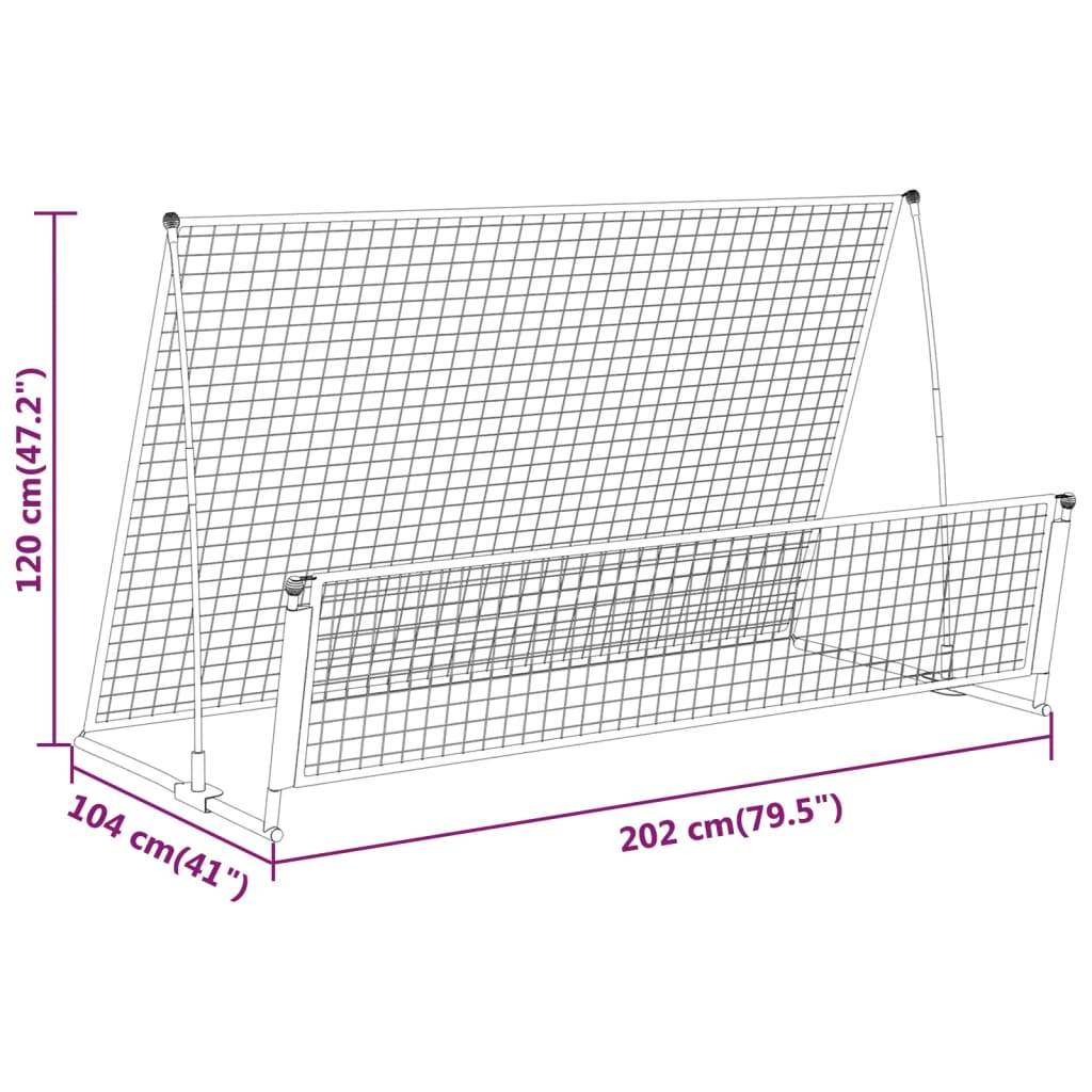 Voetbalrebounder/voetbaldoel 2-in-1 202x104x120 cm staal is nu te koop bij PeponiXL, paradijselijk wonen!