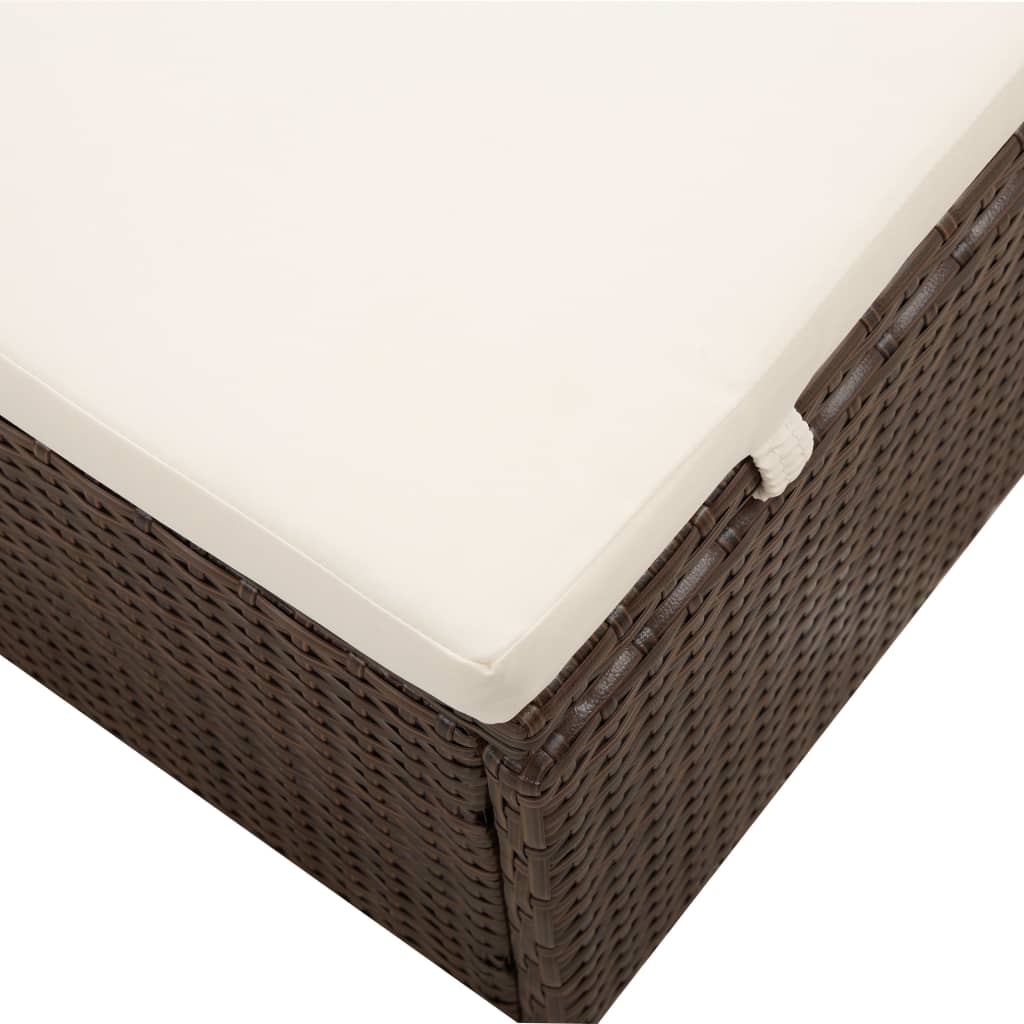 Ligbed met luifel en kussen poly rattan bruin is nu te koop bij PeponiXL, paradijselijk wonen!