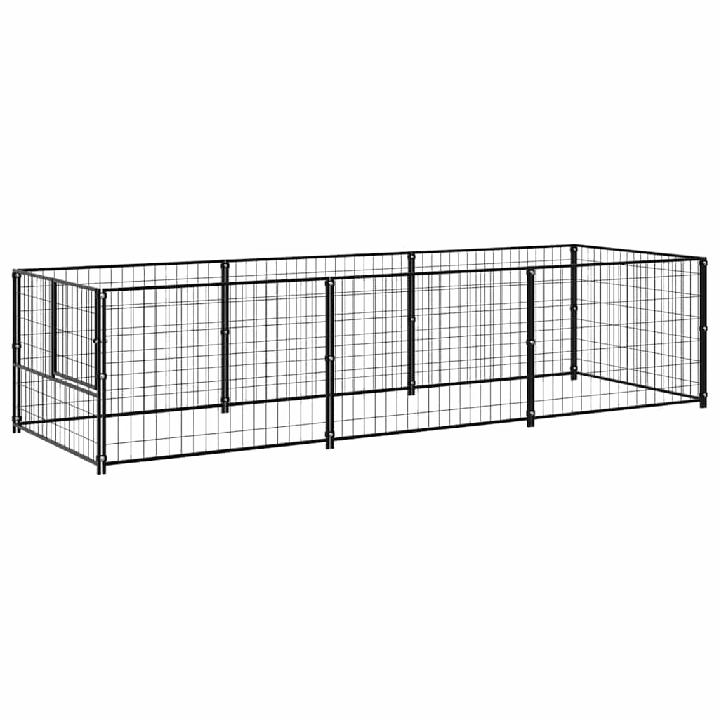 Hondenkennel 3 m² staal zwart is nu te koop bij PeponiXL, paradijselijk wonen!
