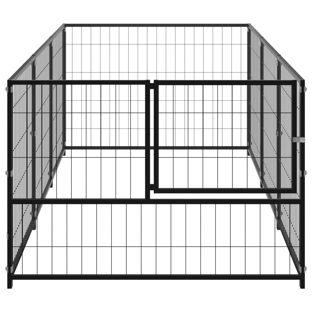 Hondenkennel 3 m² staal zwart is nu te koop bij PeponiXL, paradijselijk wonen!