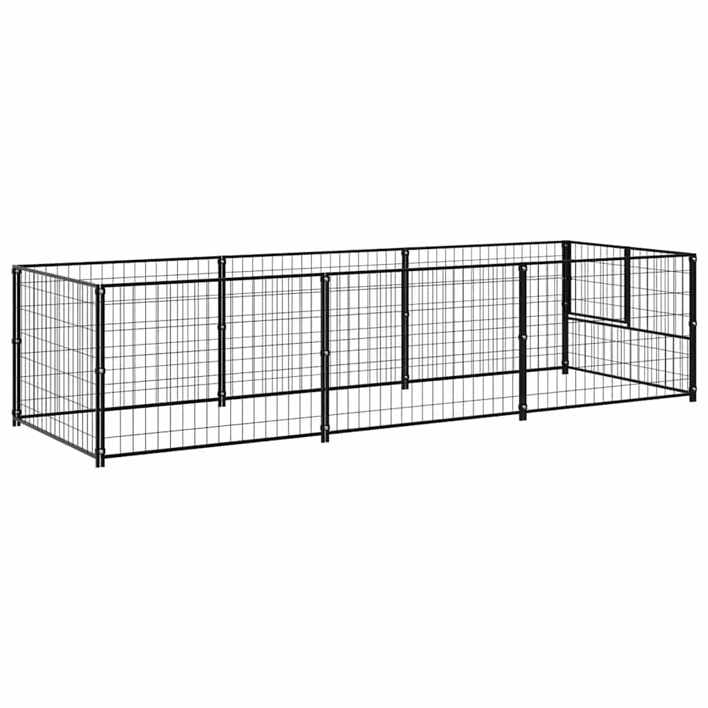 Hondenkennel 3 m² staal zwart is nu te koop bij PeponiXL, paradijselijk wonen!