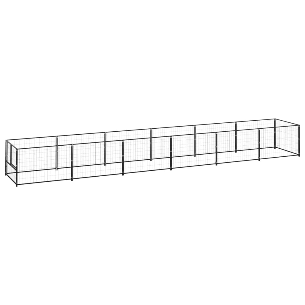 Hondenkennel 6 m² staal zwart is nu te koop bij PeponiXL, paradijselijk wonen!