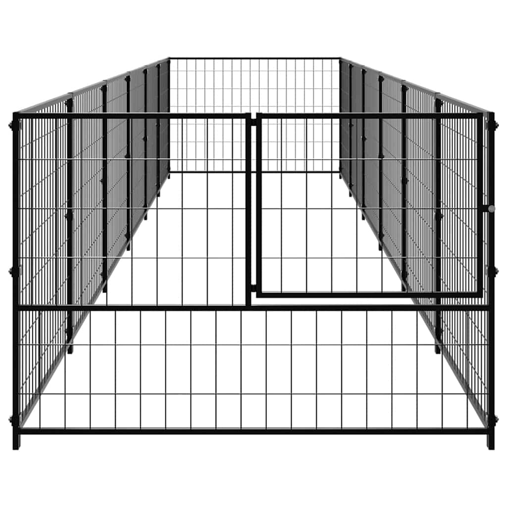 Hondenkennel 6 m² staal zwart is nu te koop bij PeponiXL, paradijselijk wonen!