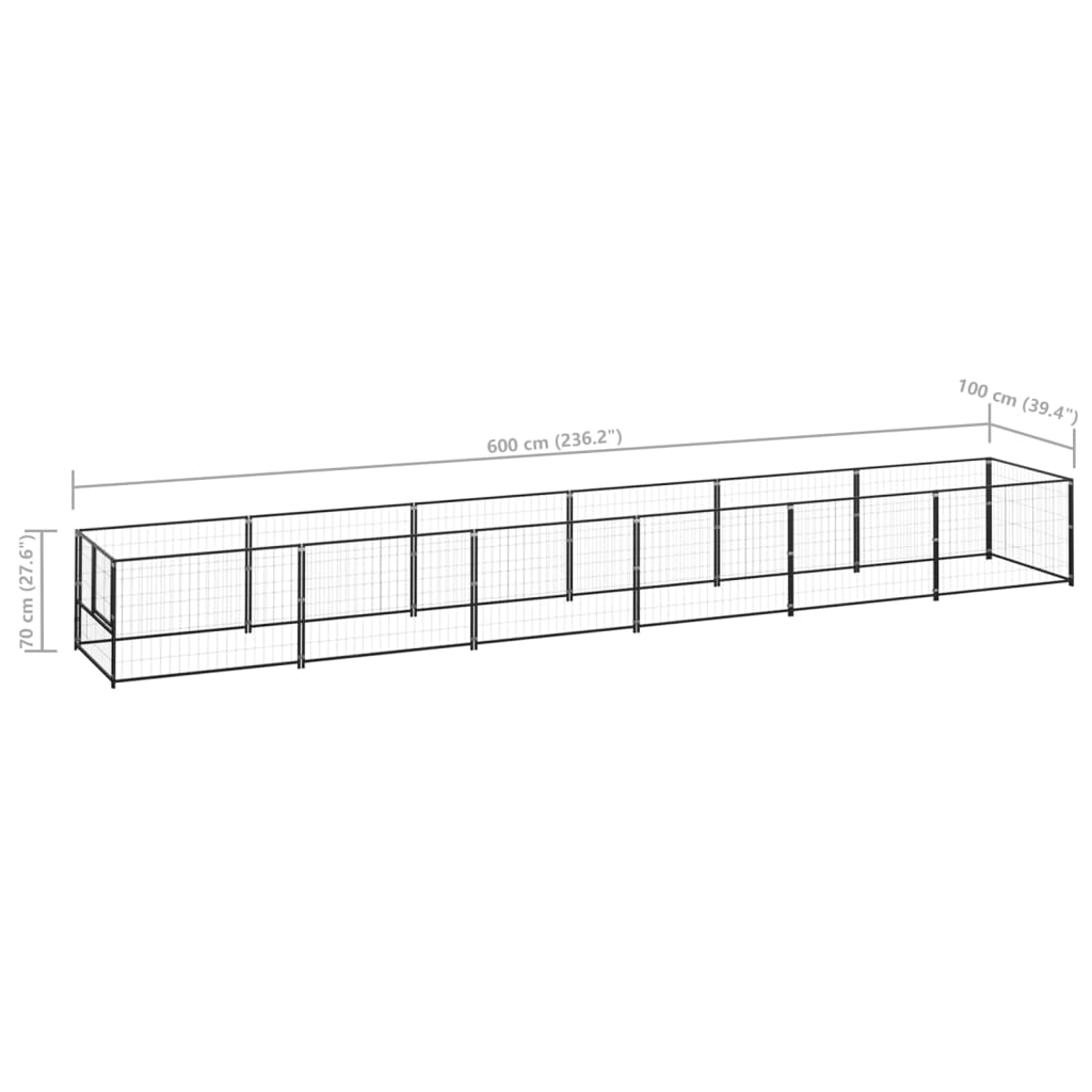 Hondenkennel 6 m² staal zwart is nu te koop bij PeponiXL, paradijselijk wonen!