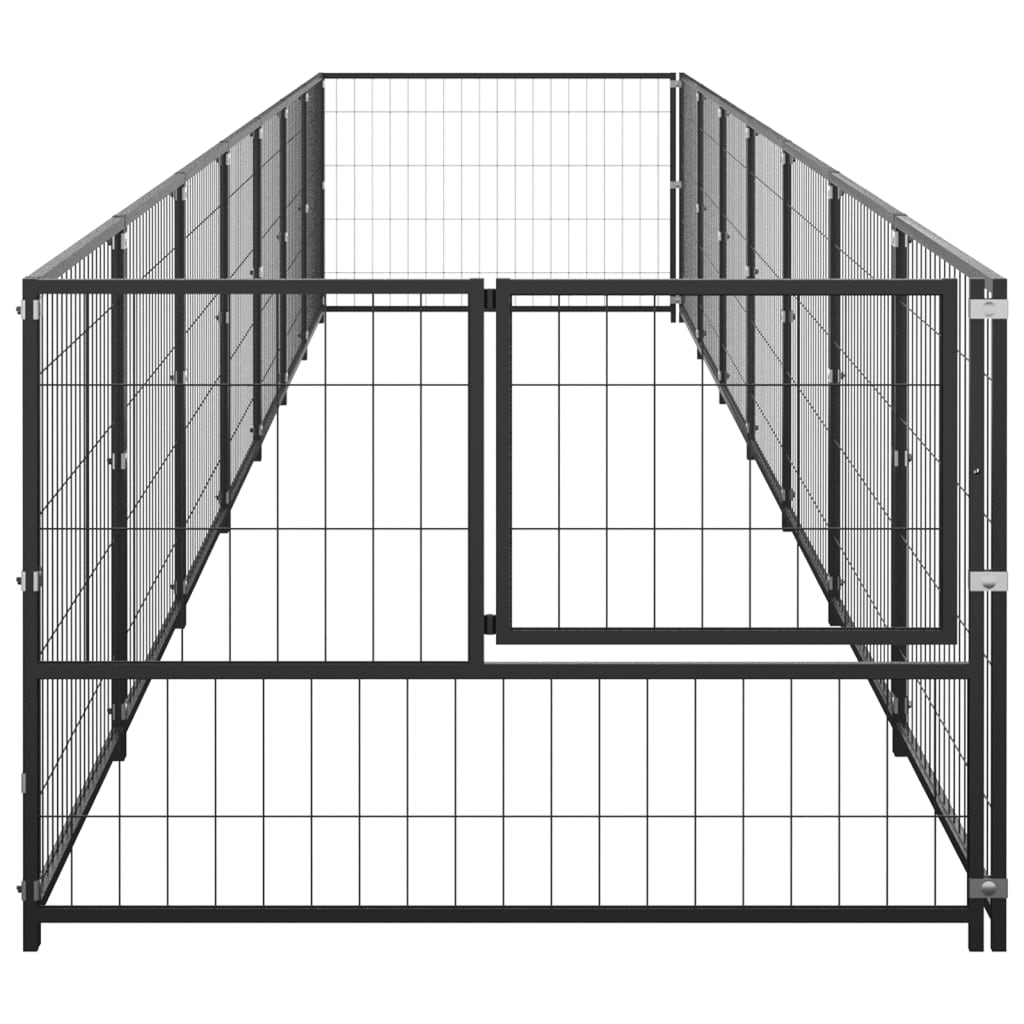Hondenkennel 7 m² staal zwart is nu te koop bij PeponiXL, paradijselijk wonen!