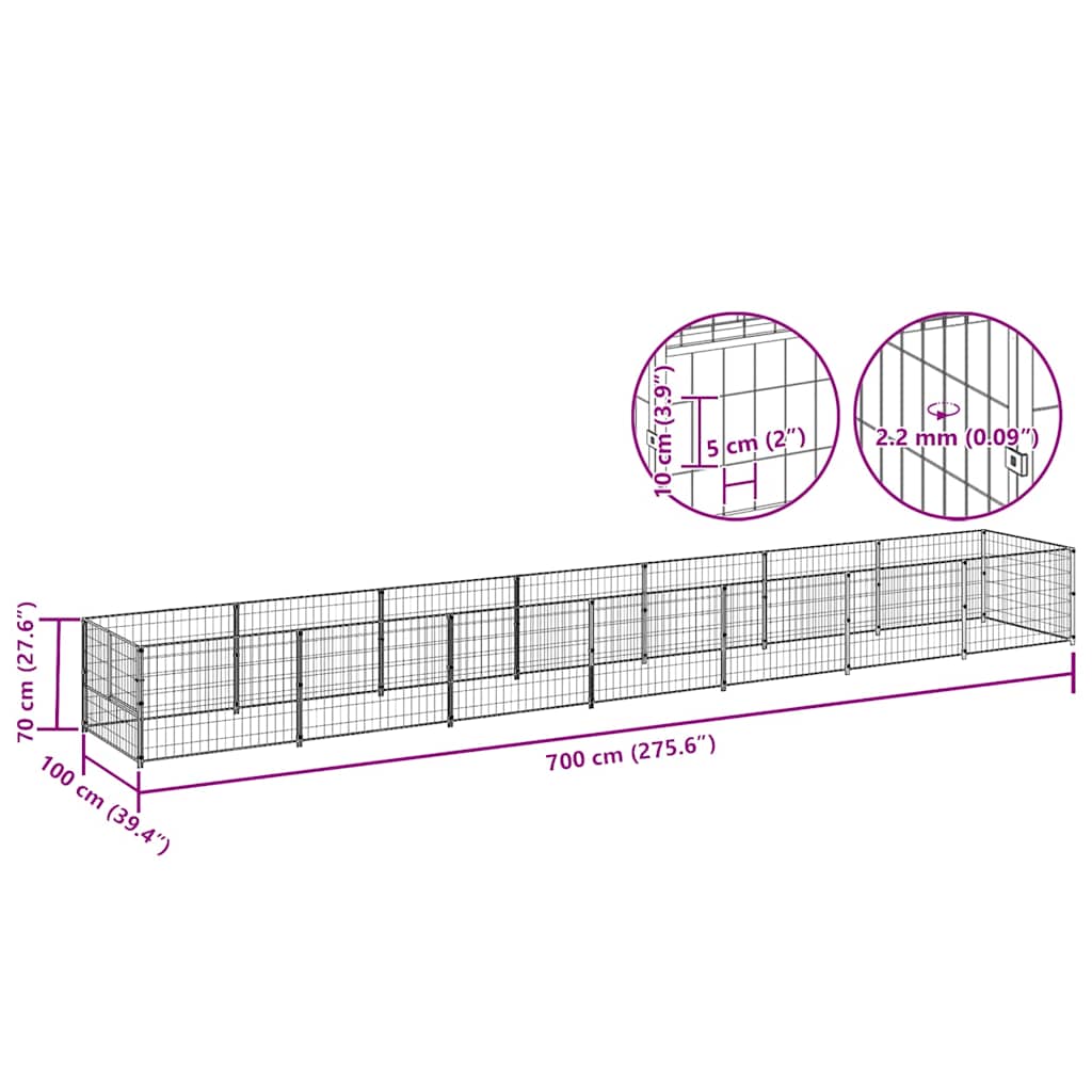 Hondenkennel 7 m² staal zwart is nu te koop bij PeponiXL, paradijselijk wonen!