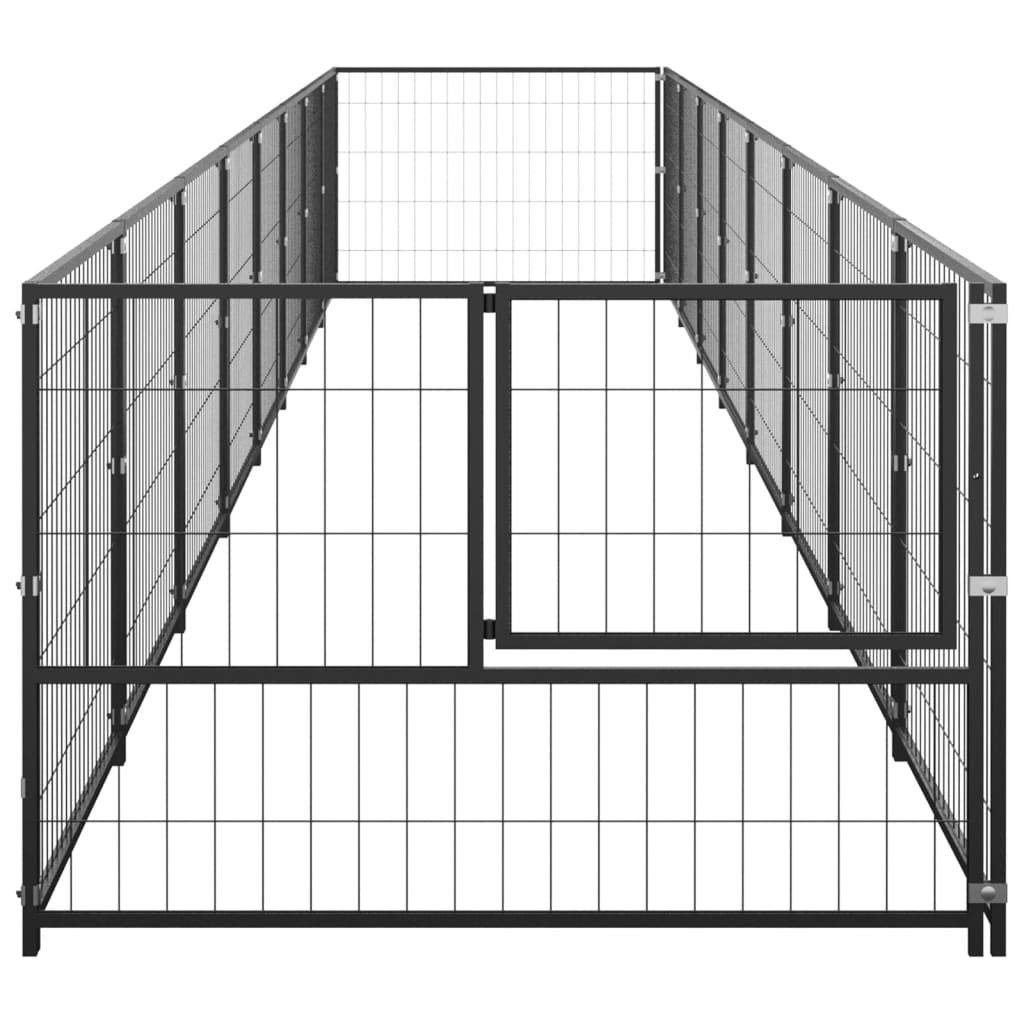 Hondenkennel 8 m² staal zwart is nu te koop bij PeponiXL, paradijselijk wonen!