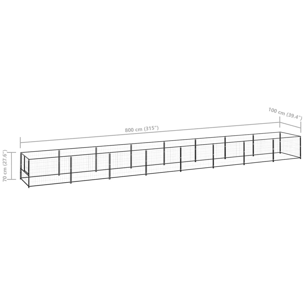 Hondenkennel 8 m² staal zwart is nu te koop bij PeponiXL, paradijselijk wonen!