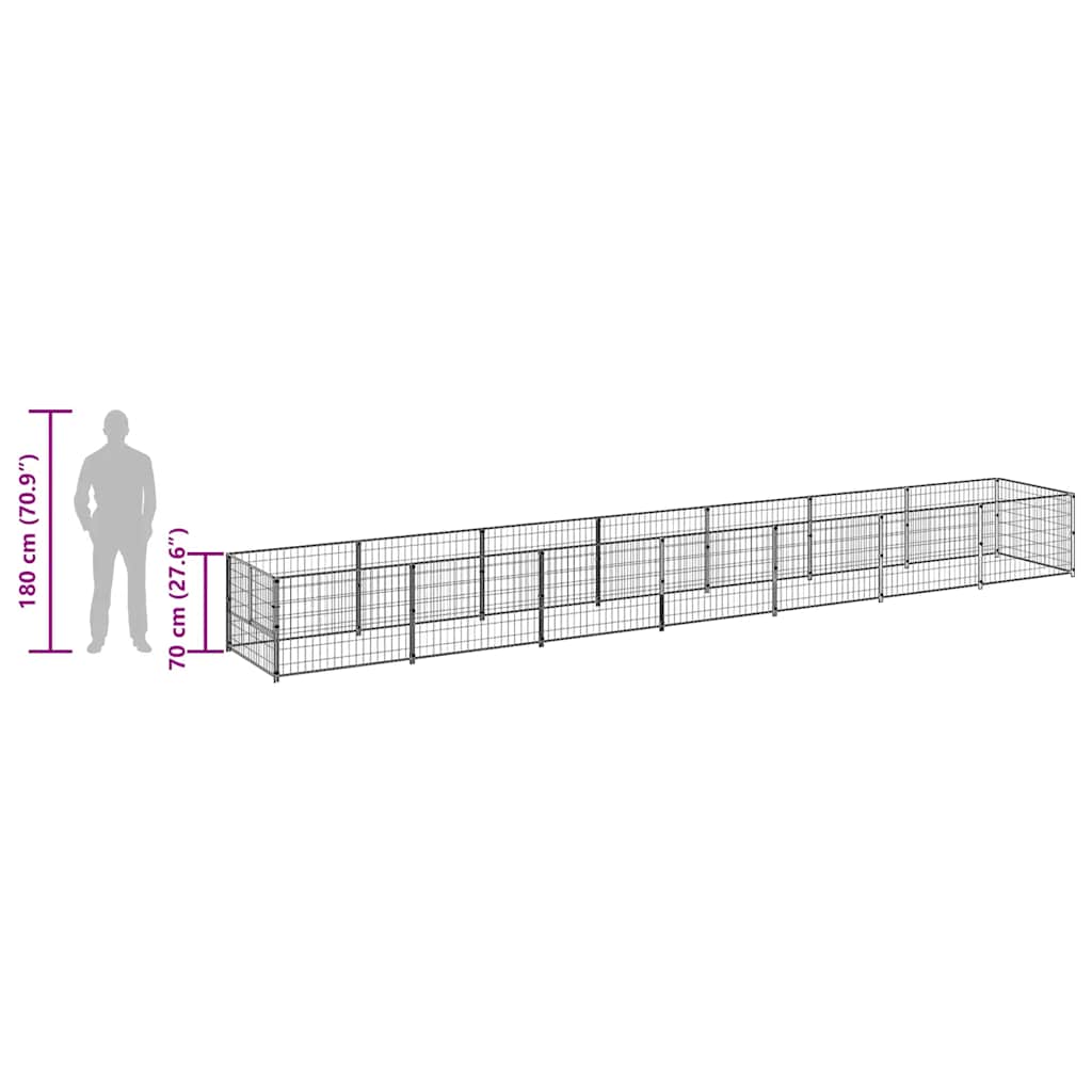 Hondenkennel 8 m² staal zwart is nu te koop bij PeponiXL, paradijselijk wonen!