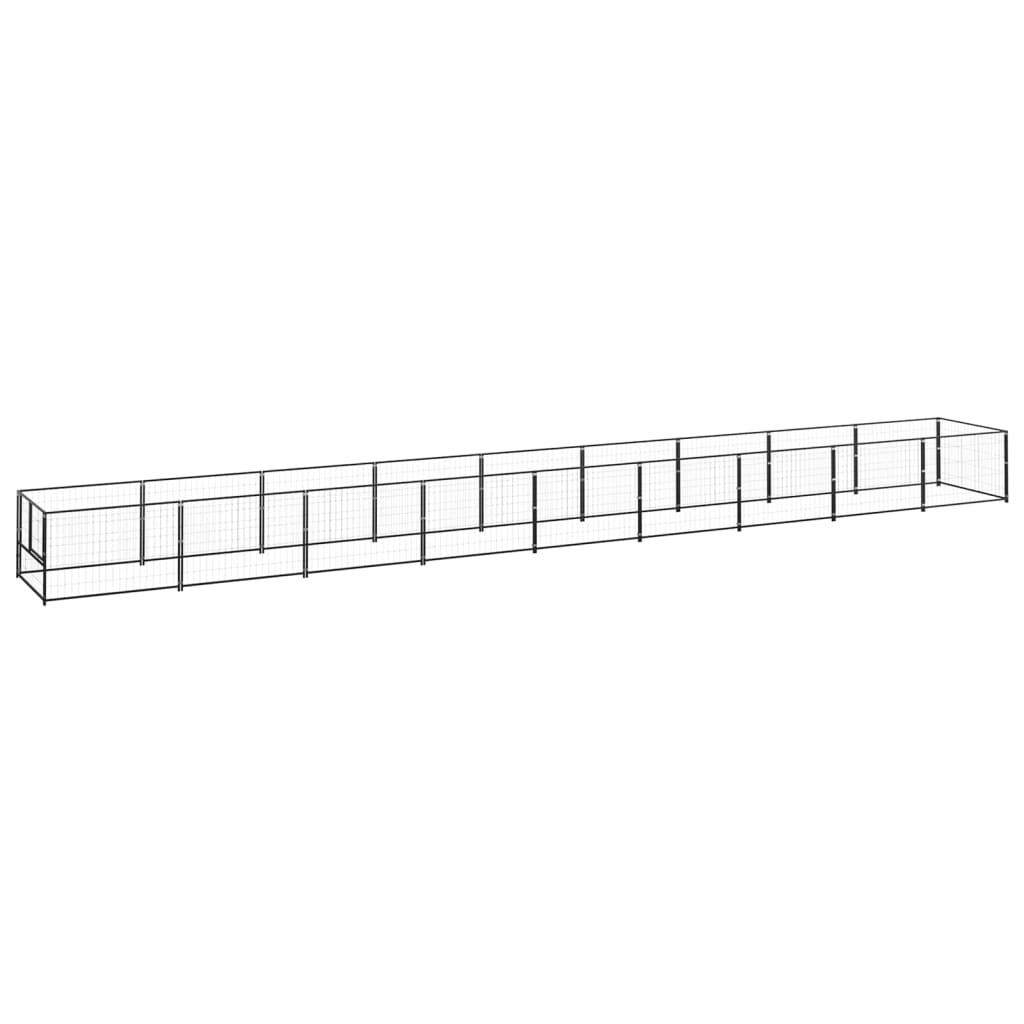 Hondenkennel 9 m² staal zwart is nu te koop bij PeponiXL, paradijselijk wonen!