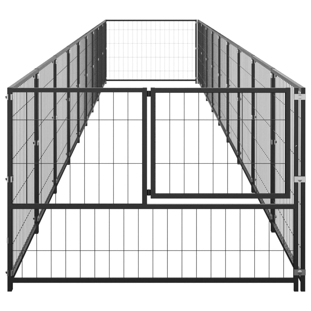Hondenkennel 9 m² staal zwart is nu te koop bij PeponiXL, paradijselijk wonen!