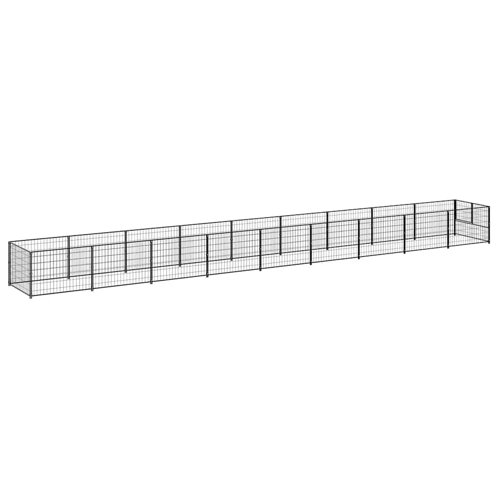 Hondenkennel 9 m² staal zwart is nu te koop bij PeponiXL, paradijselijk wonen!