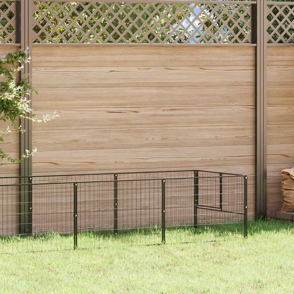 Hondenkennel 9 m² staal zwart is nu te koop bij PeponiXL, paradijselijk wonen!