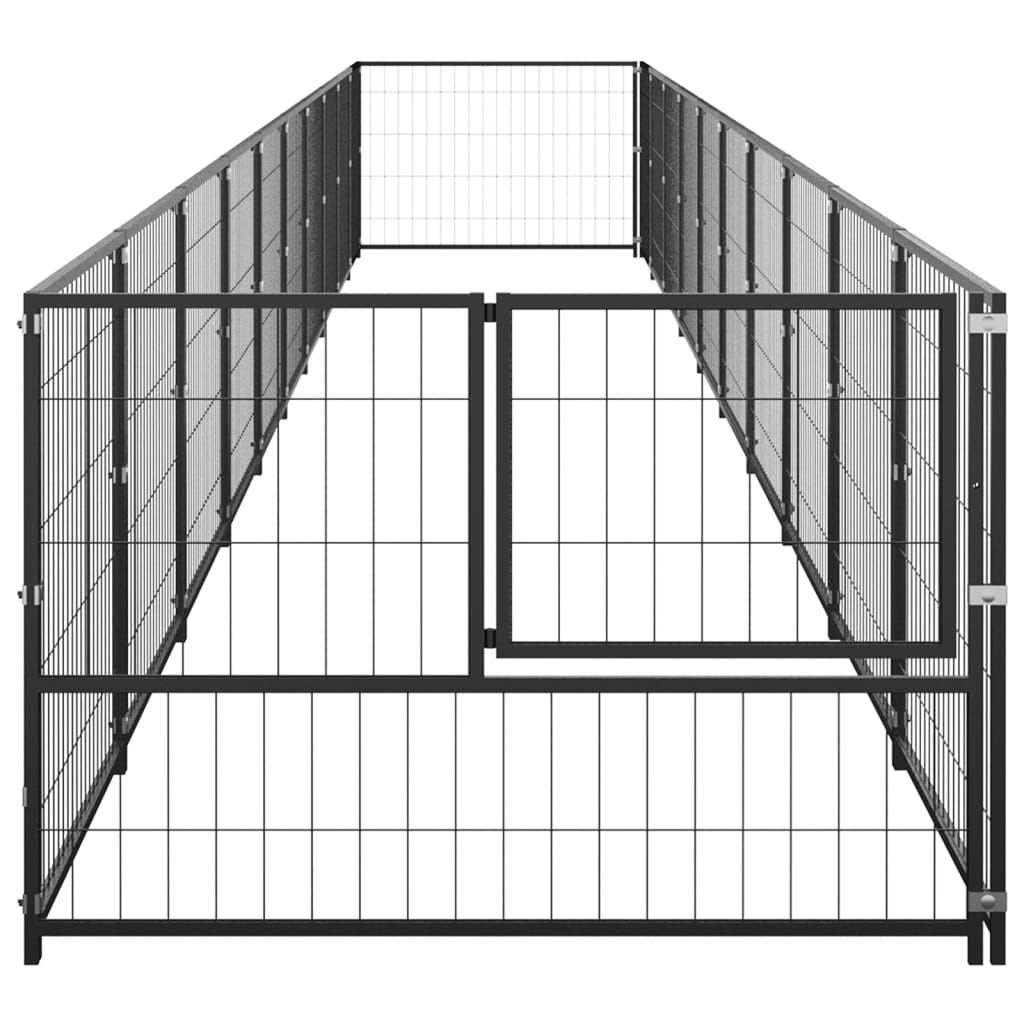 Hondenkennel 10 m² staal zwart is nu te koop bij PeponiXL, paradijselijk wonen!