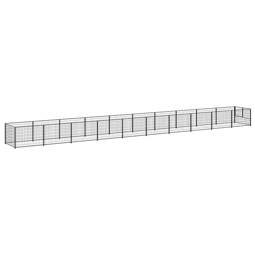 Hondenkennel 10 m² staal zwart is nu te koop bij PeponiXL, paradijselijk wonen!