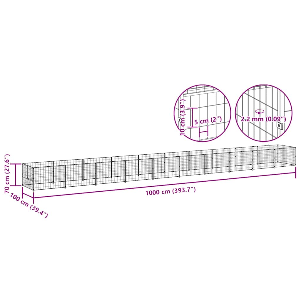Hondenkennel 10 m² staal zwart is nu te koop bij PeponiXL, paradijselijk wonen!